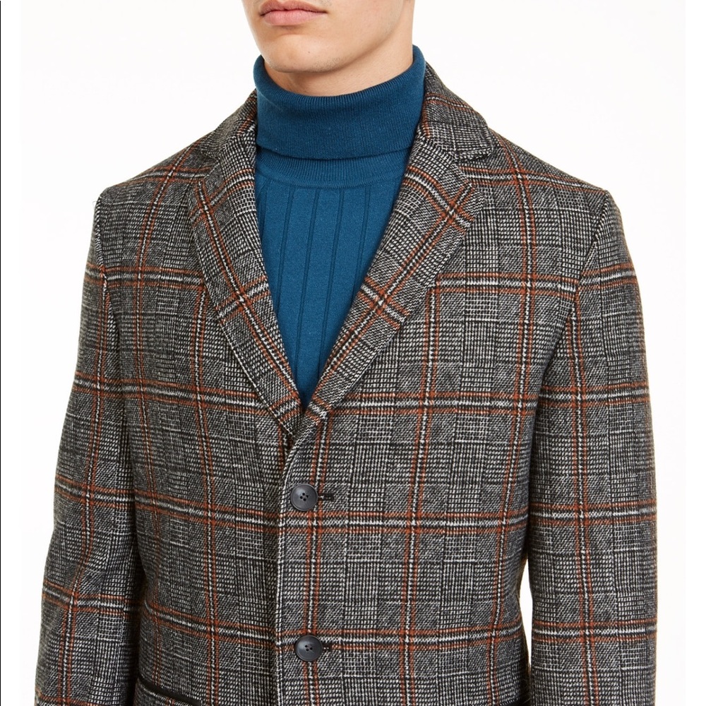 INC Men’s Logan Plaid Topcoat XL NWT